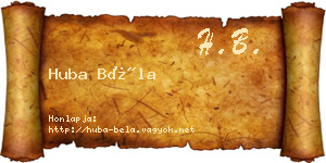 Huba Béla névjegykártya